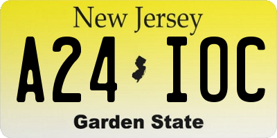 NJ license plate A24IOC