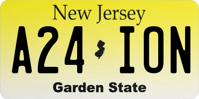 NJ license plate A24ION