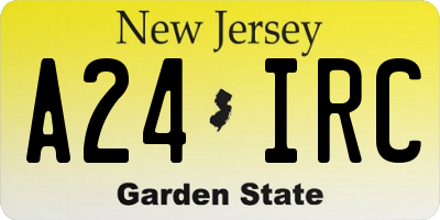 NJ license plate A24IRC