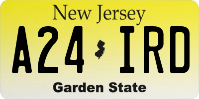 NJ license plate A24IRD