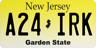 NJ license plate A24IRK