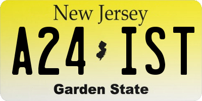 NJ license plate A24IST