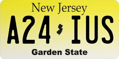 NJ license plate A24IUS