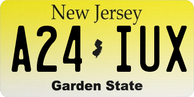 NJ license plate A24IUX