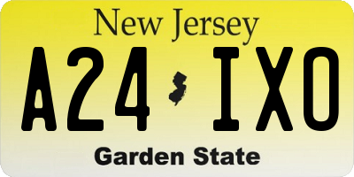 NJ license plate A24IXO