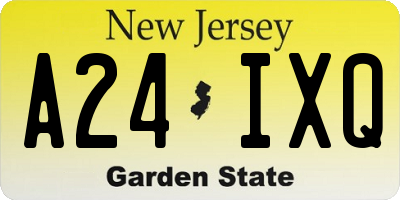 NJ license plate A24IXQ