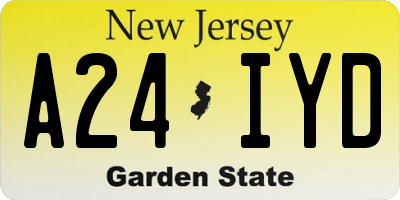 NJ license plate A24IYD