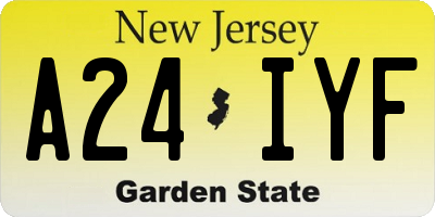 NJ license plate A24IYF