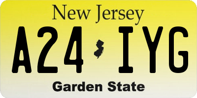 NJ license plate A24IYG