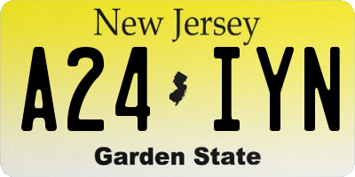 NJ license plate A24IYN