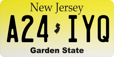 NJ license plate A24IYQ