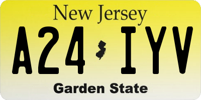 NJ license plate A24IYV