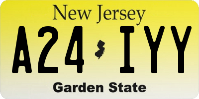 NJ license plate A24IYY