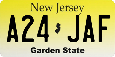 NJ license plate A24JAF