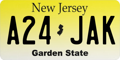 NJ license plate A24JAK