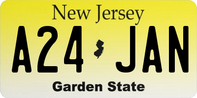 NJ license plate A24JAN
