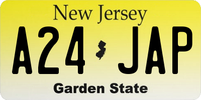 NJ license plate A24JAP