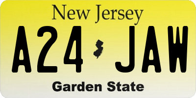 NJ license plate A24JAW