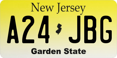 NJ license plate A24JBG