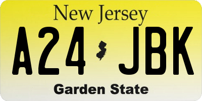 NJ license plate A24JBK