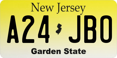 NJ license plate A24JBO