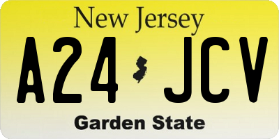 NJ license plate A24JCV