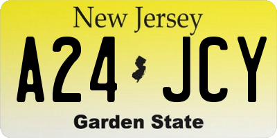 NJ license plate A24JCY