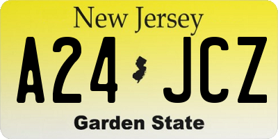 NJ license plate A24JCZ