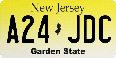 NJ license plate A24JDC