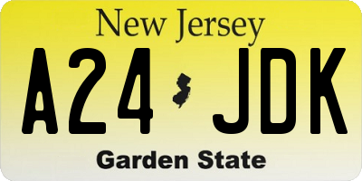 NJ license plate A24JDK