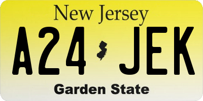 NJ license plate A24JEK
