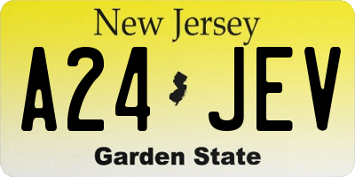 NJ license plate A24JEV