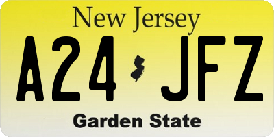 NJ license plate A24JFZ