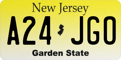 NJ license plate A24JGO