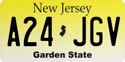NJ license plate A24JGV