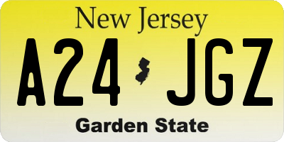 NJ license plate A24JGZ
