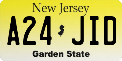 NJ license plate A24JID