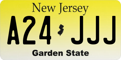 NJ license plate A24JJJ