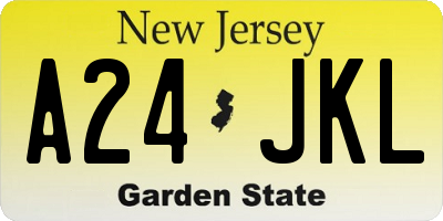 NJ license plate A24JKL