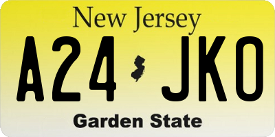 NJ license plate A24JKO