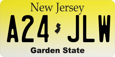 NJ license plate A24JLW