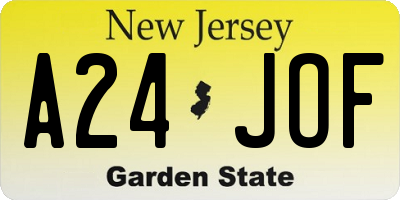 NJ license plate A24JOF