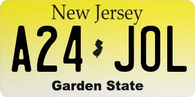 NJ license plate A24JOL