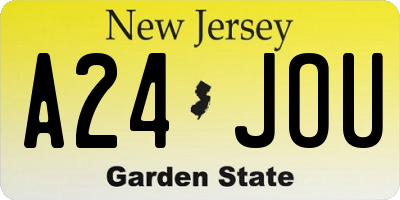 NJ license plate A24JOU