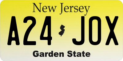 NJ license plate A24JOX