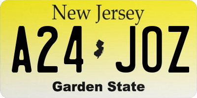 NJ license plate A24JOZ