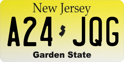 NJ license plate A24JQG