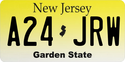 NJ license plate A24JRW