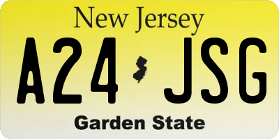 NJ license plate A24JSG
