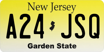 NJ license plate A24JSQ
